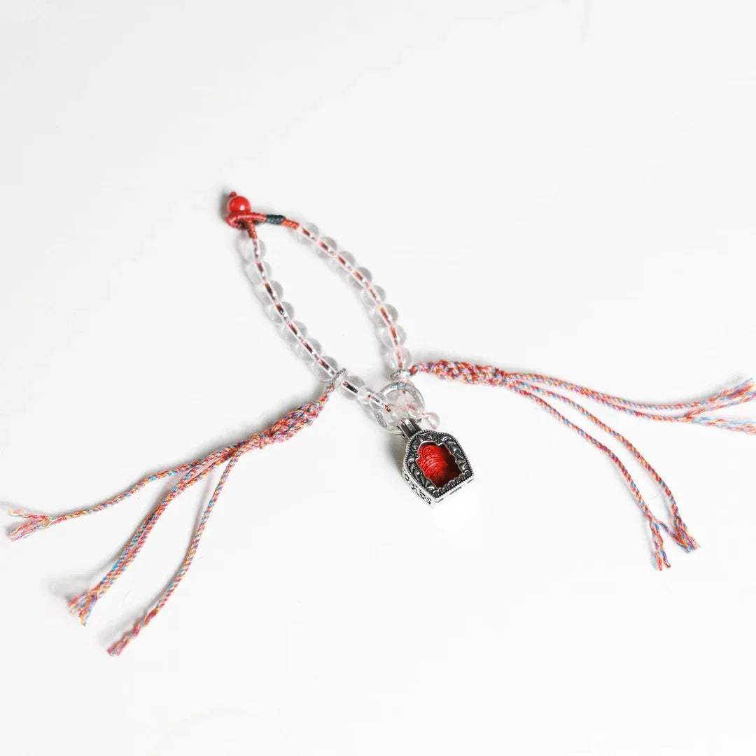ZenWuxiang Zhaxi Lhamu Cinnabar White Crystal Copper Bracelet