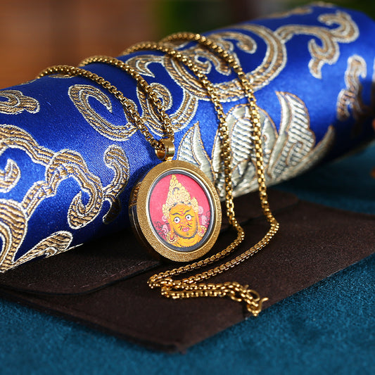 ZenWuxiang Yellow Jambhala Thangka Wealth Pendant