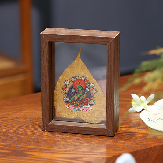 ZenWuxiang Green Tara Bodhi Leaf Framed Blessing Art