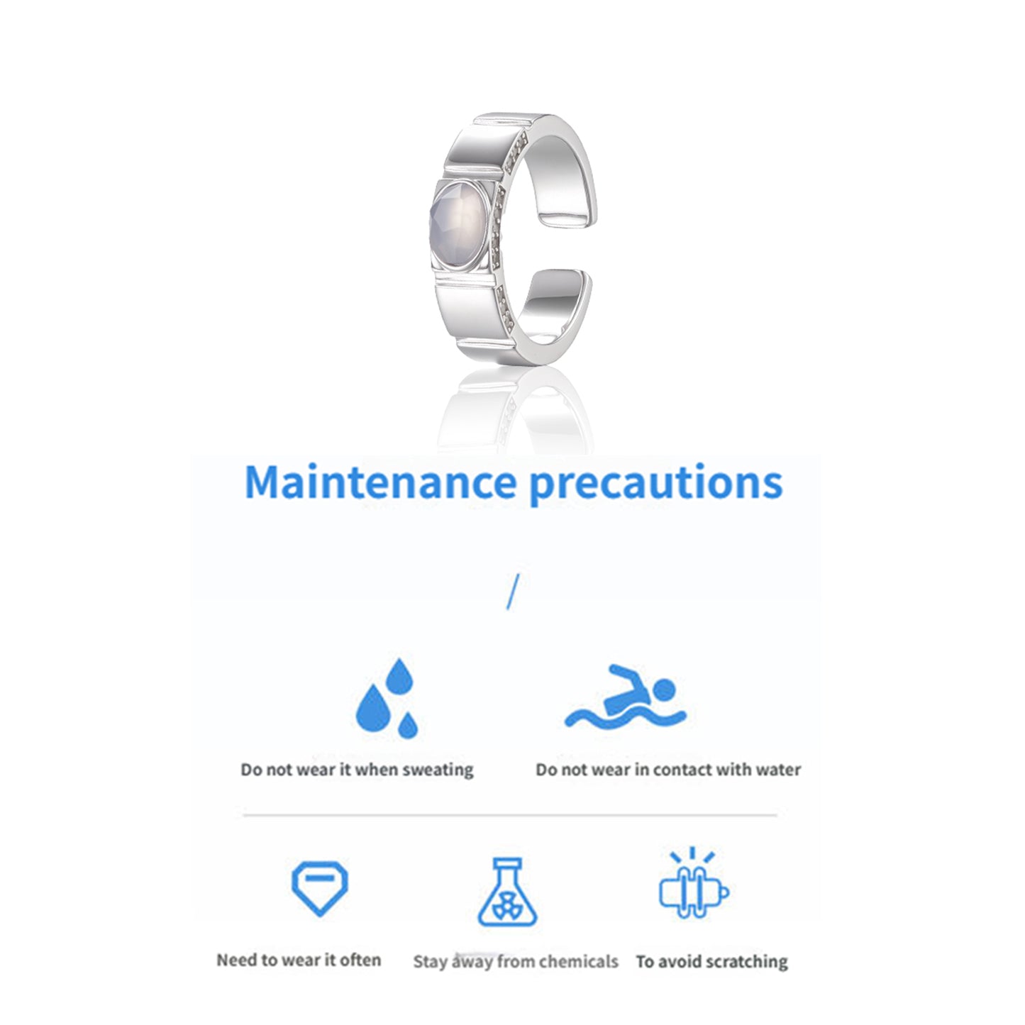 ZenWuxiang “Eternal Glacier Series” Open-Form Ring