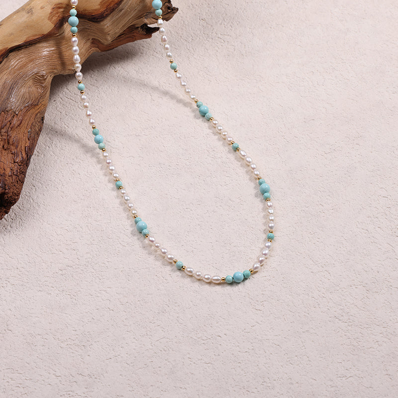 ZenWuxiang “Brilliant Pearl Series”Turquoise Clavicle Necklace