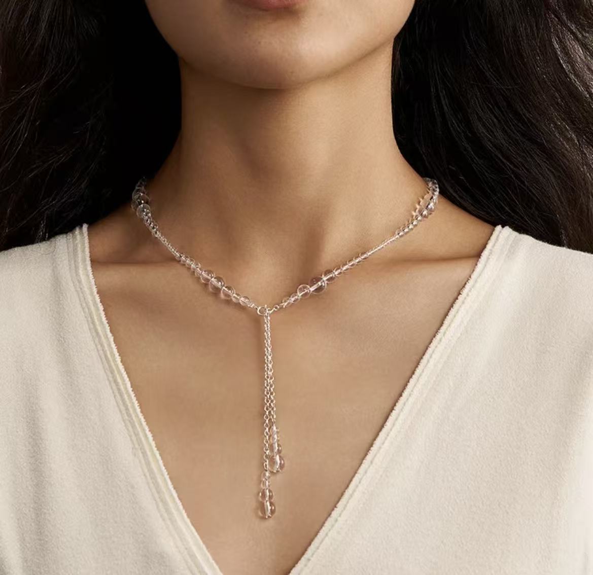 ZenWuxiang “Himalayan Crystal Series” White Crystal Double Pendant Necklace