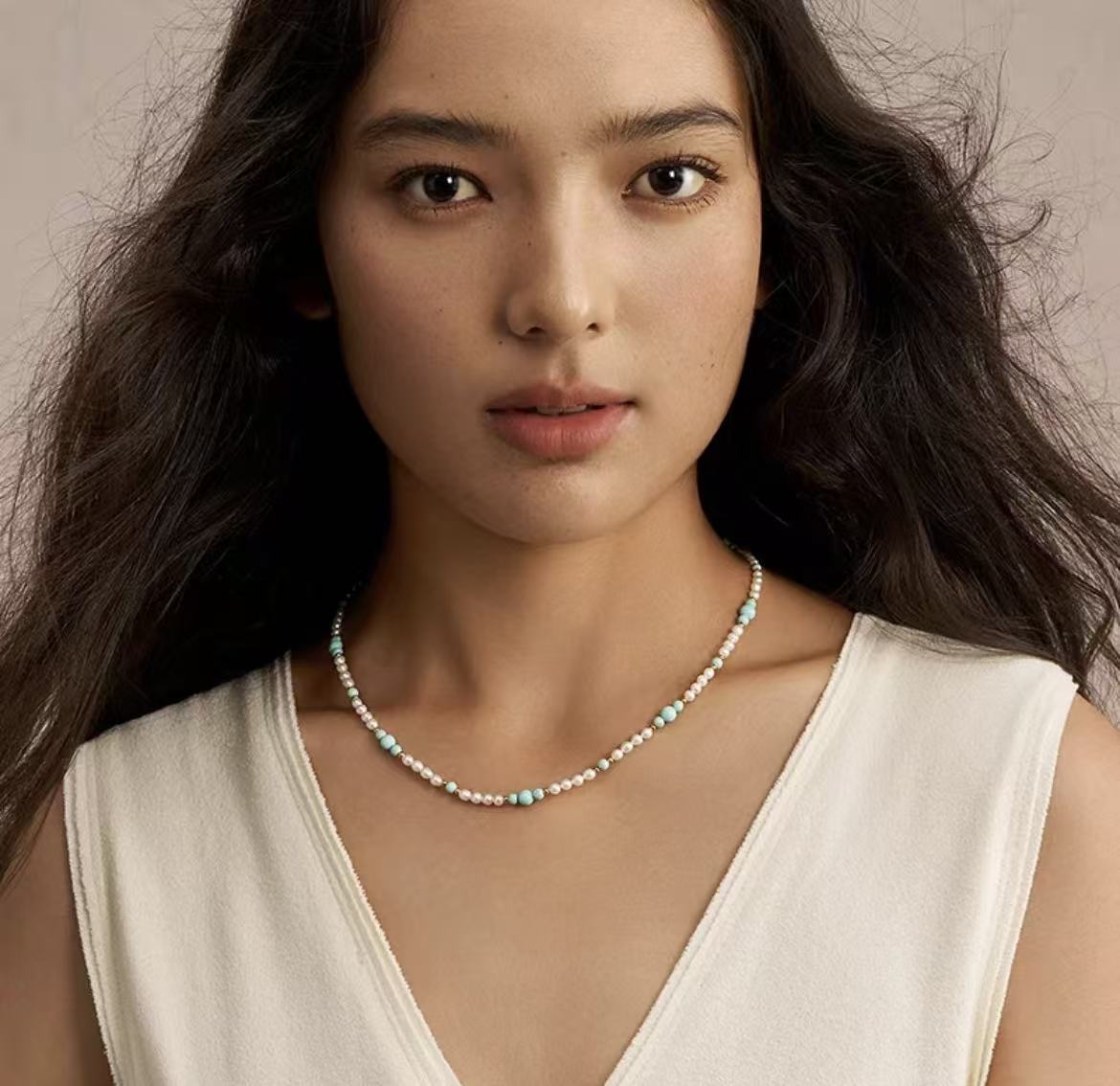 ZenWuxiang “Brilliant Pearl Series”Turquoise Clavicle Necklace