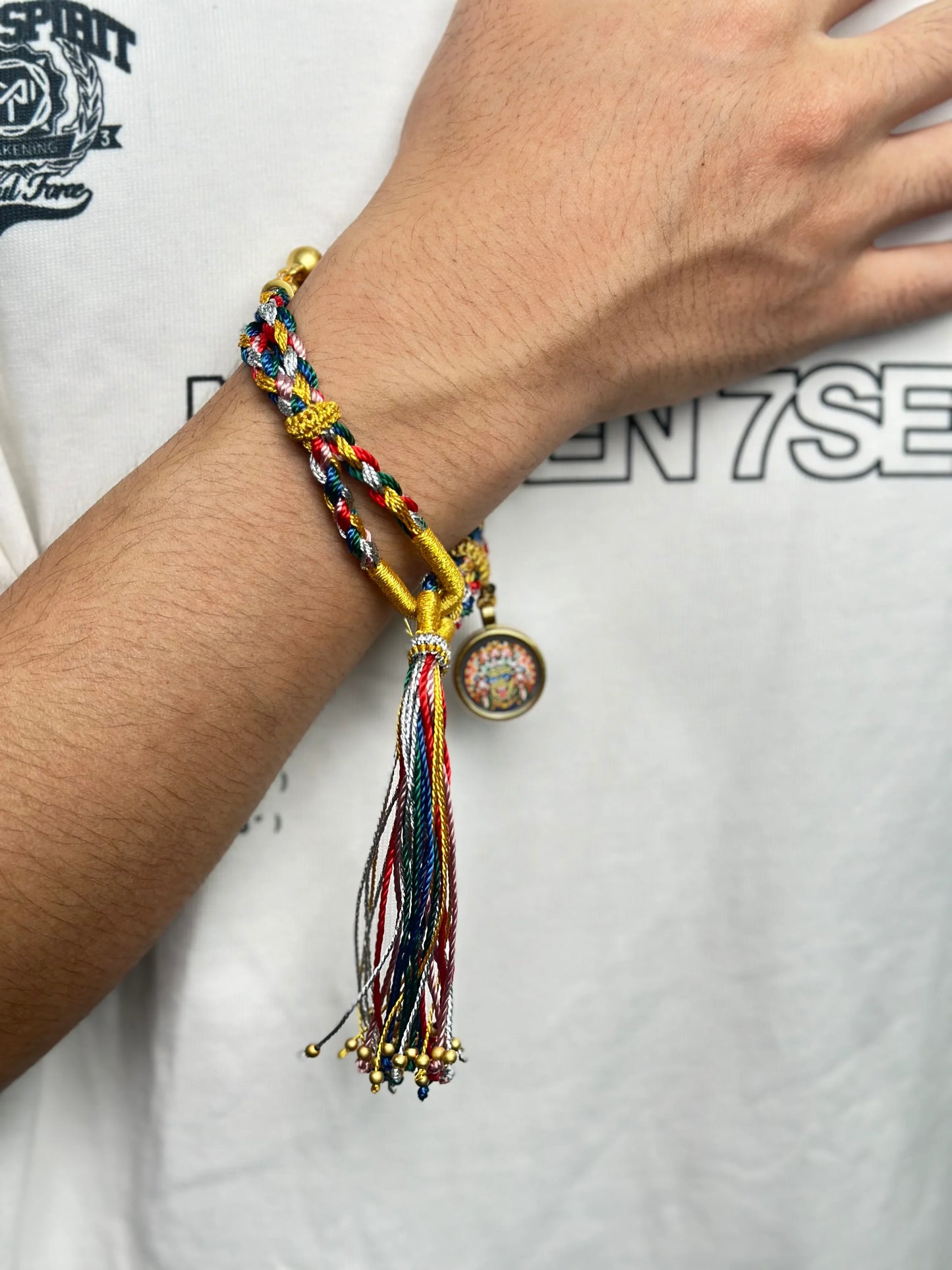 ZenWuxiang Zhaxi Lhamu Hand-Painted Thangka Copper Gold Bracelet