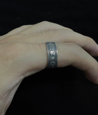 ZenWuxiang Six Syllable Mantra Om Mani Padme Hum Peace Ring
