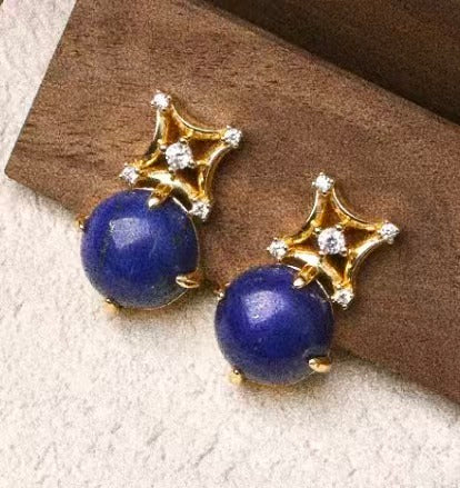 ZenWuxiang “Mandala Series” Oval Lapis Stud Earrings