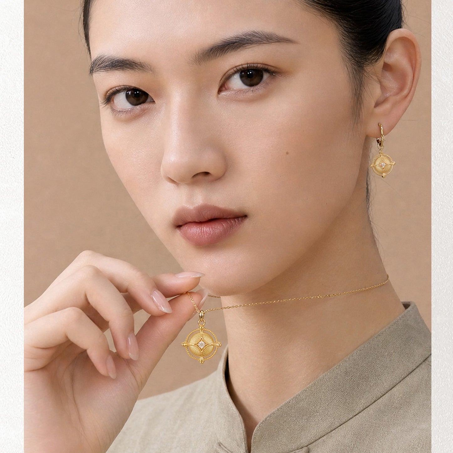 Wealth Coin Series | 18K Gold Plated Brushed Medallion Necklace