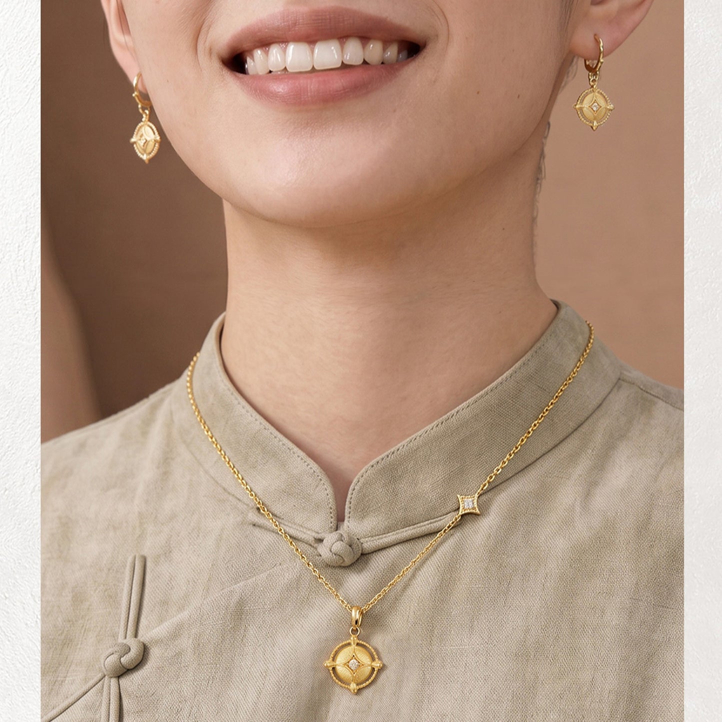 Wealth Coin Series | 18K Gold Plated Brushed Medallion Necklace