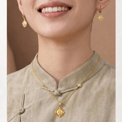 Wealth Coin Series | 18K Gold Plated Brushed Medallion Necklace