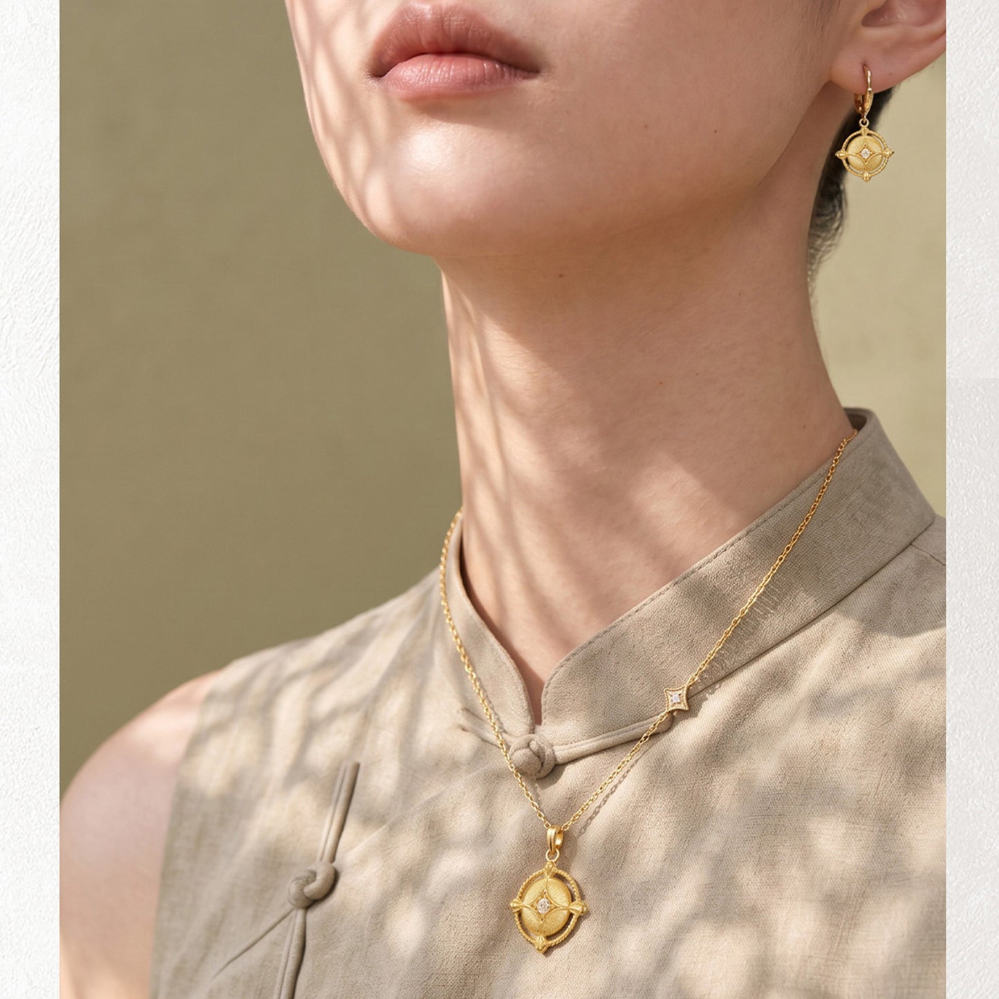 Wealth Coin Series | 18K Gold Plated Brushed Medallion Necklace