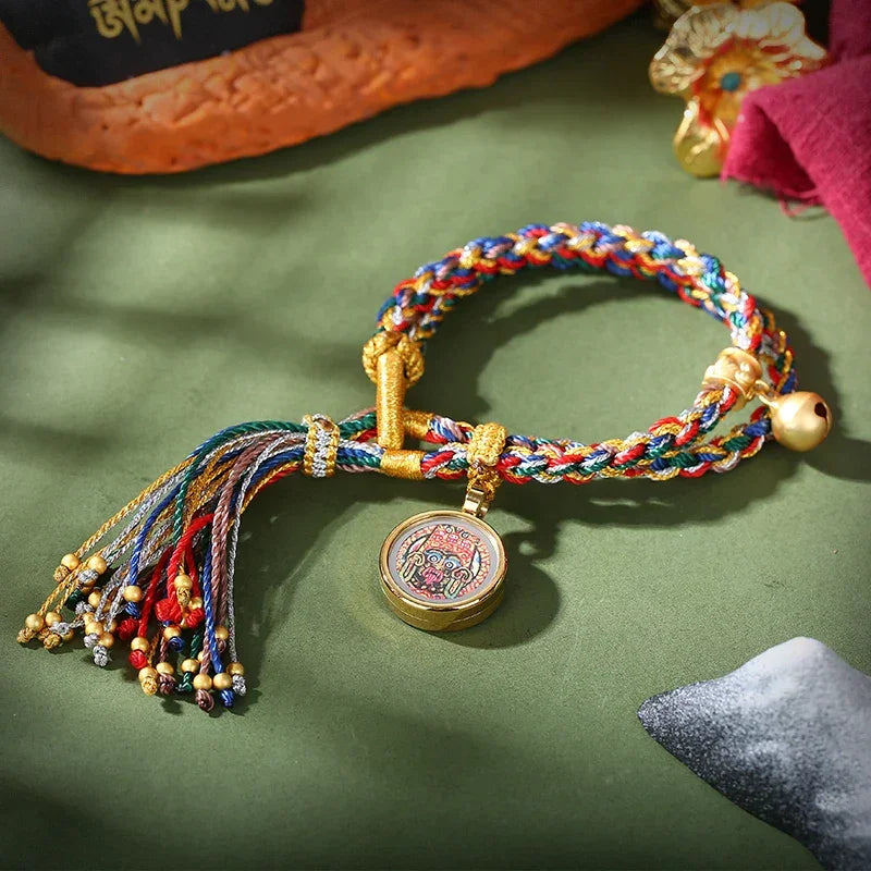 ZenWuxiang Zhaxi Lhamu Hand-Painted Thangka Copper Gold Bracelet