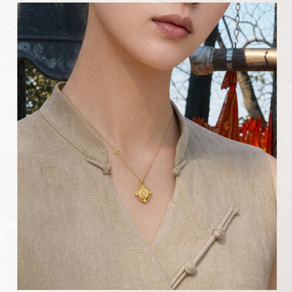 Wealth Coin Series | 18K Gold Plated Brushed Medallion Necklace