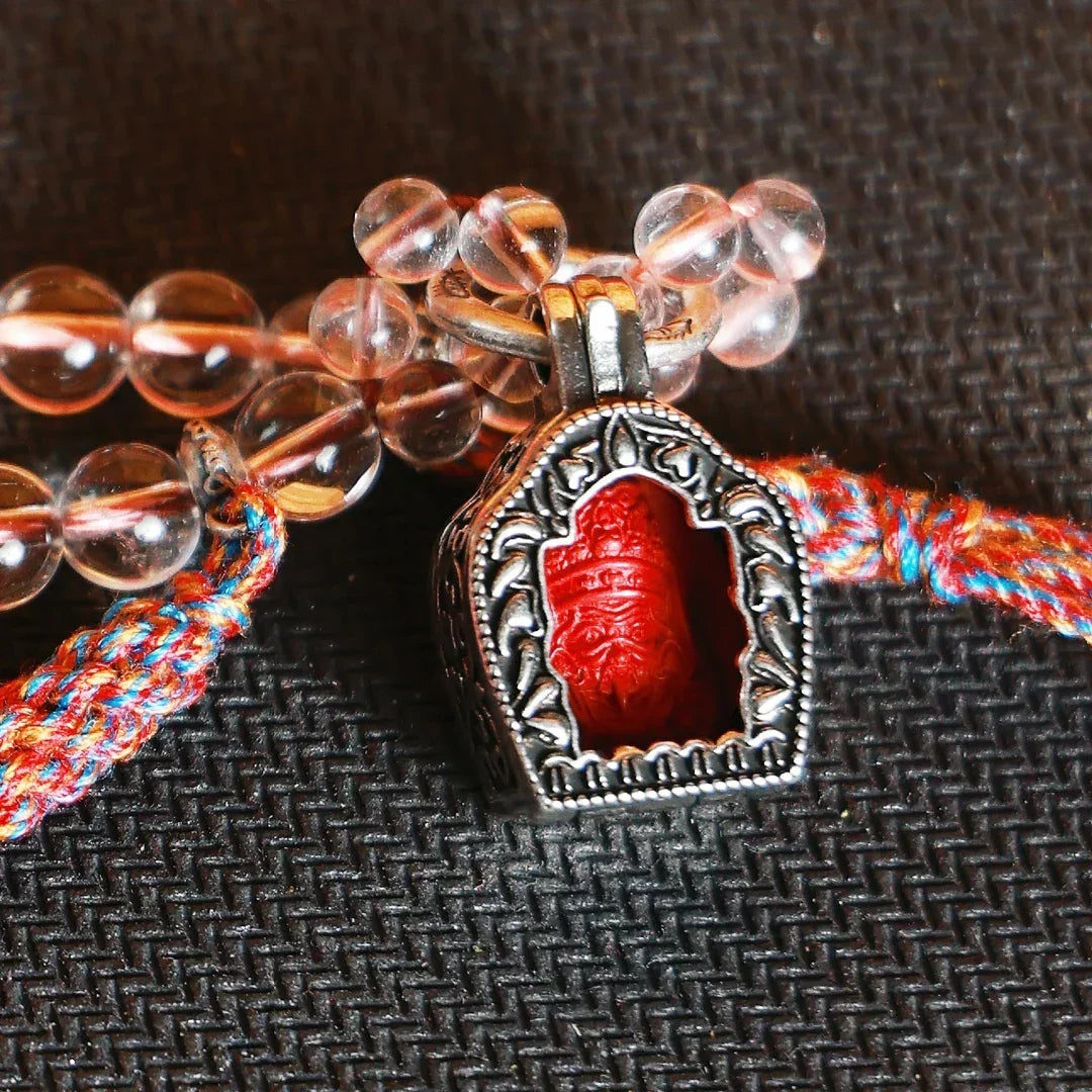 ZenWuxiang Zhaxi Lhamu Cinnabar White Crystal Copper Bracelet
