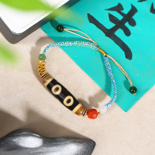 ZenWuxiang Two-Eye Dzi Blessing Hand Bracelet
