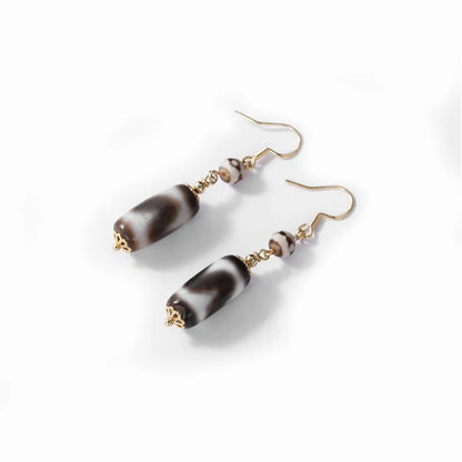 ZenWuxiang Tiger Tooth Dzi Snowland Aura Ear Hooks