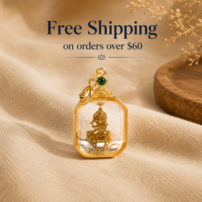 Manjushri Clear Quartz Crystal Pendant — Tibetan Buddhist Wisdom Deity Amulet for Clarity & Enlightenment