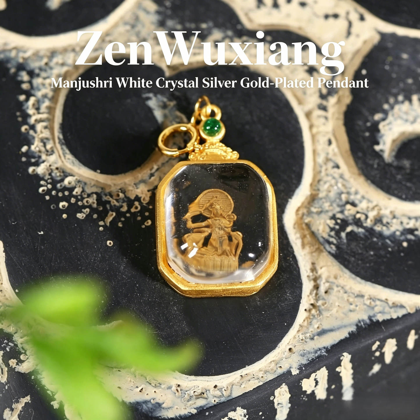Manjushri Clear Quartz Crystal Pendant — Tibetan Buddhist Wisdom Deity Amulet for Clarity & Enlightenment