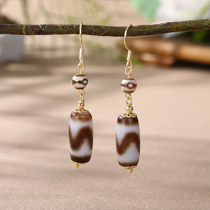 ZenWuxiang Tiger Tooth Dzi Snowland Aura Ear Hooks