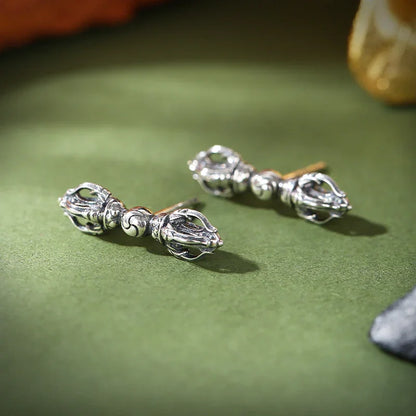 ZenWuxiang Vajra Silver Tibetan Stud Earrings