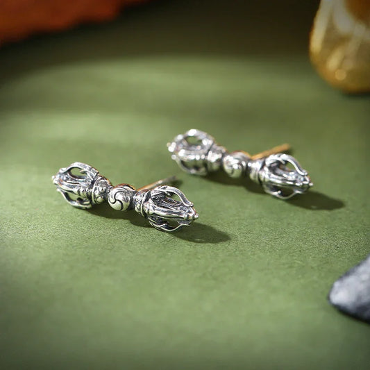ZenWuxiang Vajra Silver Tibetan Stud Earrings