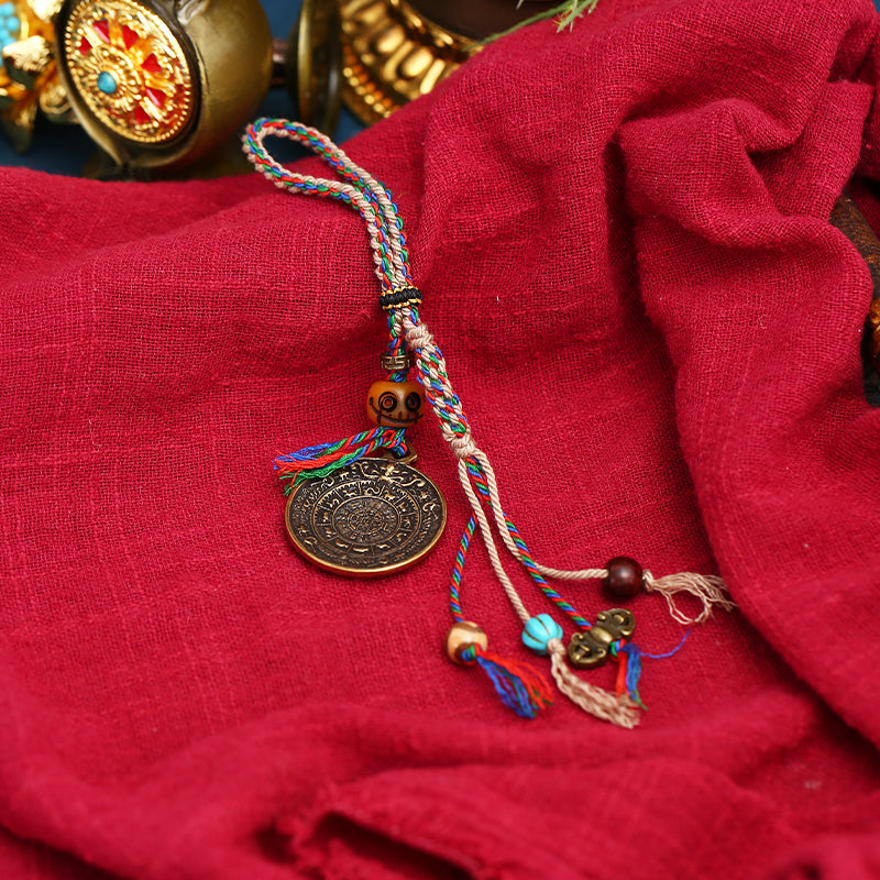 ZenWuxiang Tibetan Nine Palace Eight Trigram Car Hanger with Ox Bone Beads