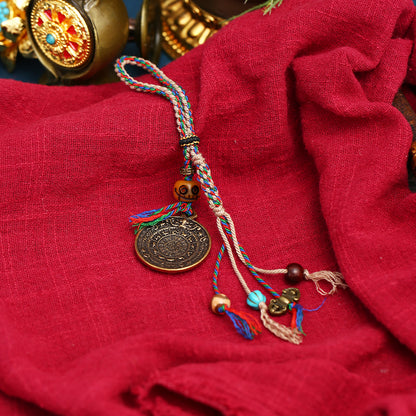 ZenWuxiang Tibetan Nine Palace Eight Trigram Car Hanger with Ox Bone Beads