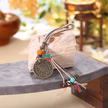 ZenWuxiang Tibetan Nine Palace Eight Trigram Car Hanger with Ox Bone Beads