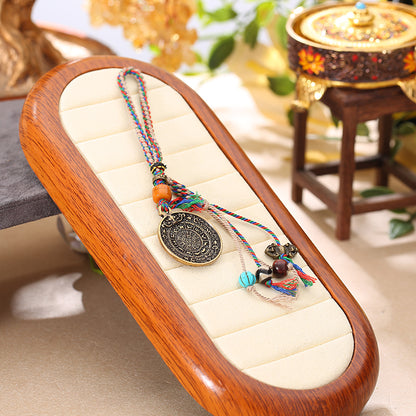 ZenWuxiang Tibetan Nine Palace Eight Trigram Car Hanger with Ox Bone Beads