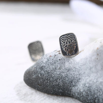 ZenWuxiang Zhaxi Lhamo 925 Silver Tibetan Stud Earrings