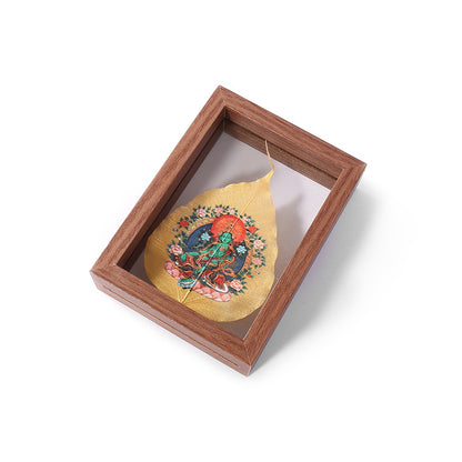 ZenWuxiang Green Tara Bodhi Leaf Framed Blessing Art