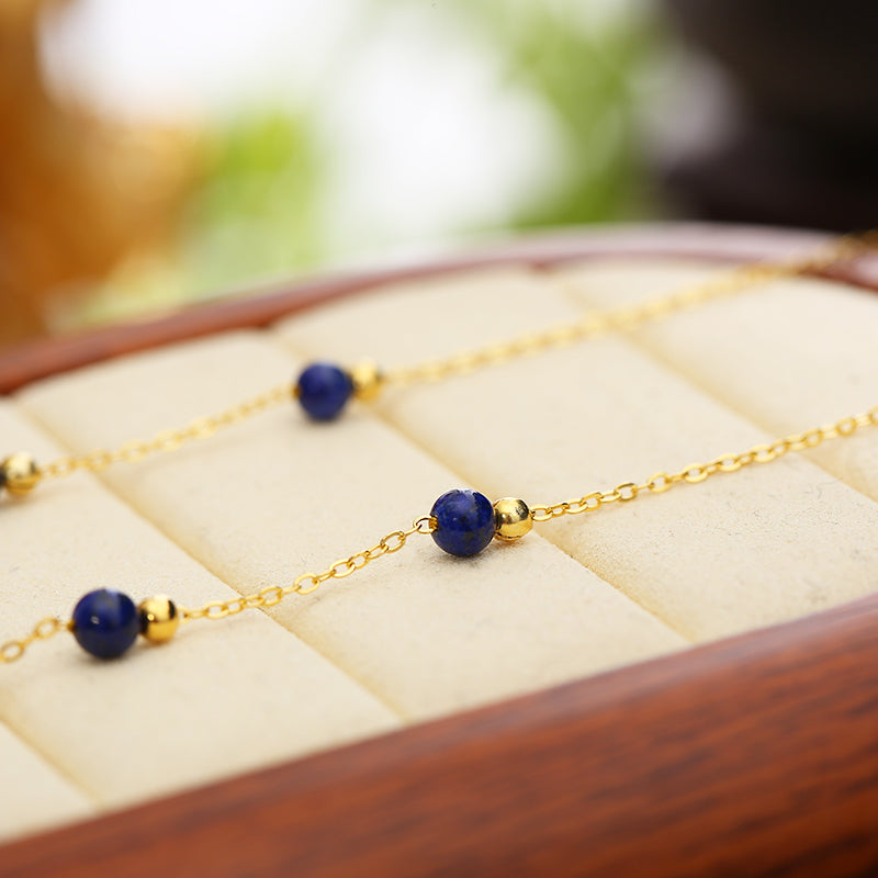 ZenWuxiang Lapis Lazuli Olive Silver Necklace (22x6mm)