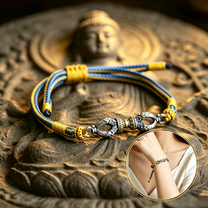ZenWuxiang 925 Silver Vajra Dorje Spiritual Protection Bracelet - Tibetan Hand-Braided Mantra Cord for Strength & Abundance Manifestation
