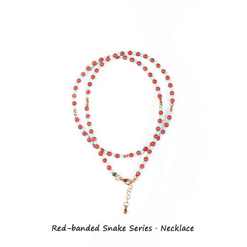 ZenWuxiang “Red Serpent Series” Baoshan Ice Red & Green Turquoise Necklace