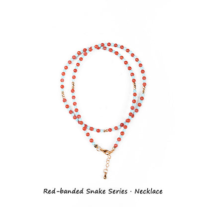 ZenWuxiang “Red Serpent Series” Baoshan Ice Red & Green Turquoise Necklace