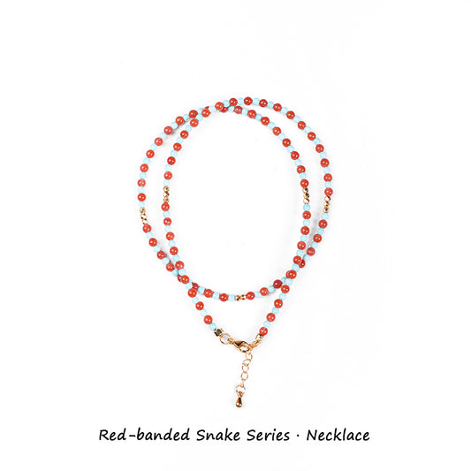 ZenWuxiang “Red Serpent Series” Baoshan Ice Red & Green Turquoise Necklace