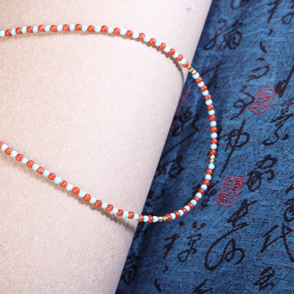 ZenWuxiang “Red Serpent Series” Baoshan Ice Red & Green Turquoise Necklace