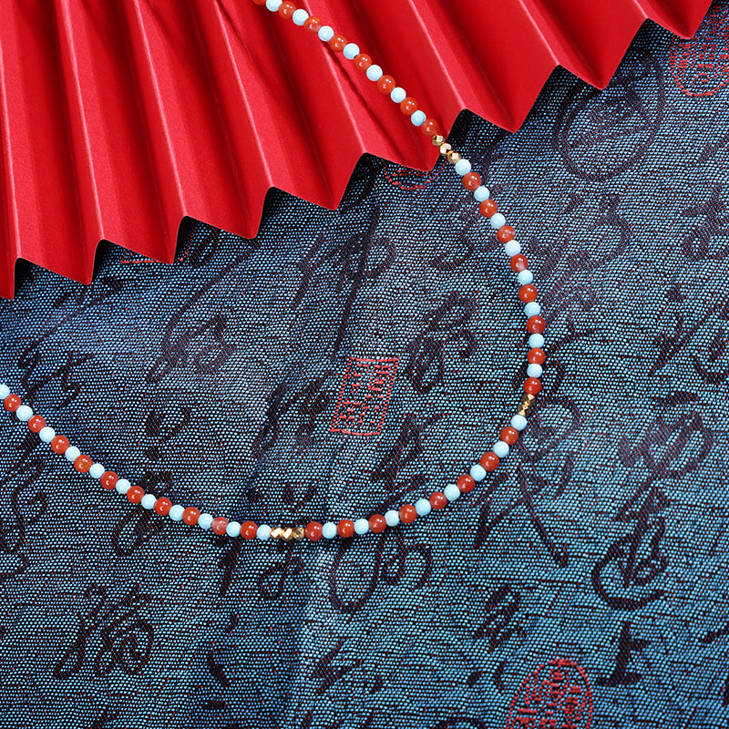 ZenWuxiang “Red Serpent Series” Baoshan Ice Red & Green Turquoise Necklace