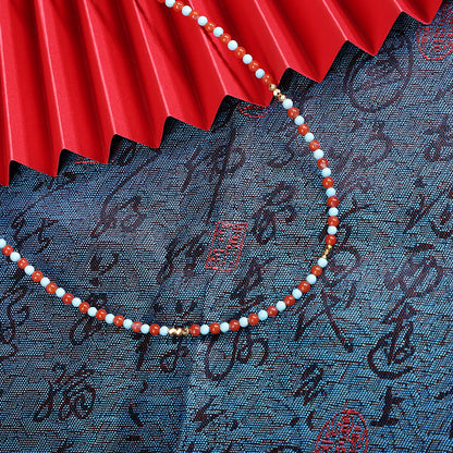 ZenWuxiang “Red Serpent Series” Baoshan Ice Red & Green Turquoise Necklace