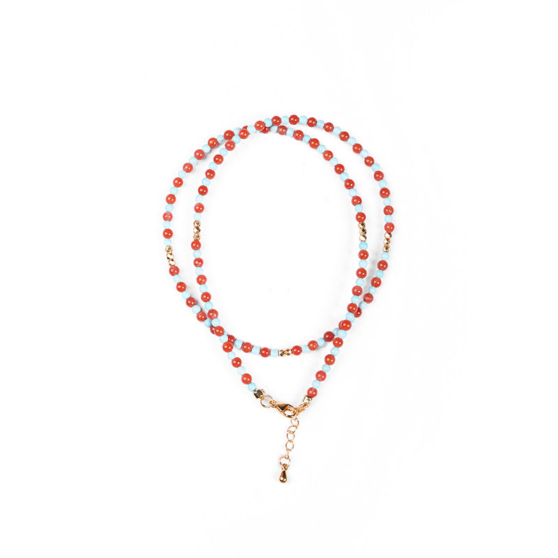 ZenWuxiang “Red Serpent Series” Baoshan Ice Red & Green Turquoise Necklace