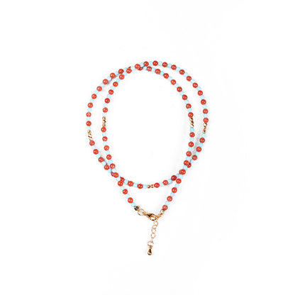 ZenWuxiang “Red Serpent Series” Baoshan Ice Red & Green Turquoise Necklace