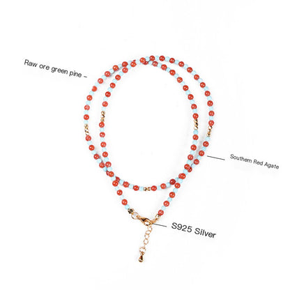 ZenWuxiang “Red Serpent Series” Baoshan Ice Red & Green Turquoise Necklace