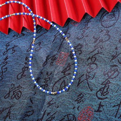 ZenWuxiang “Red Serpent Series” Lapis & Turquoise Clavicle Necklace