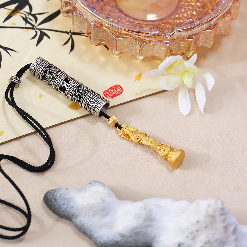 ZenWuxiang Hollow Guanyin 925 Silver Om Mani Padme Hum Necklace