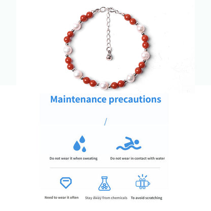 ZenWuxiang “Snowfield Dawn Series” Pearl & Red Agate Bracelet