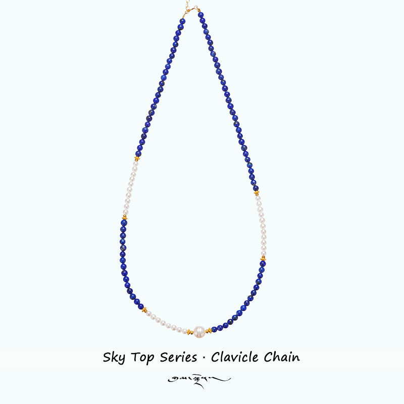 ZenWuxiang “Sky Top Series” Lapis & Pearl Collar Necklace