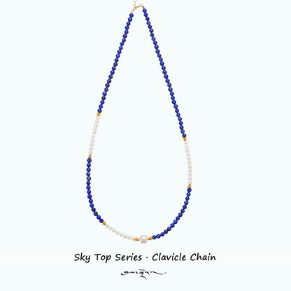 ZenWuxiang “Sky Top Series” Lapis & Pearl Collar Necklace