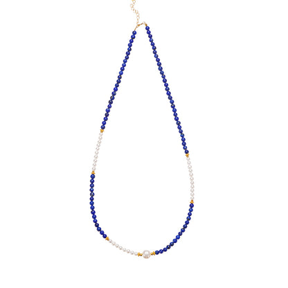 ZenWuxiang “Sky Top Series” Lapis & Pearl Collar Necklace