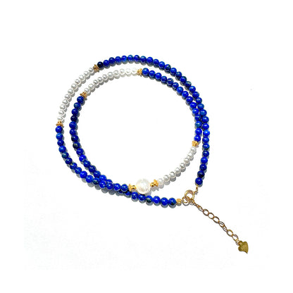 ZenWuxiang “Sky Top Series” Lapis & Pearl Collar Necklace