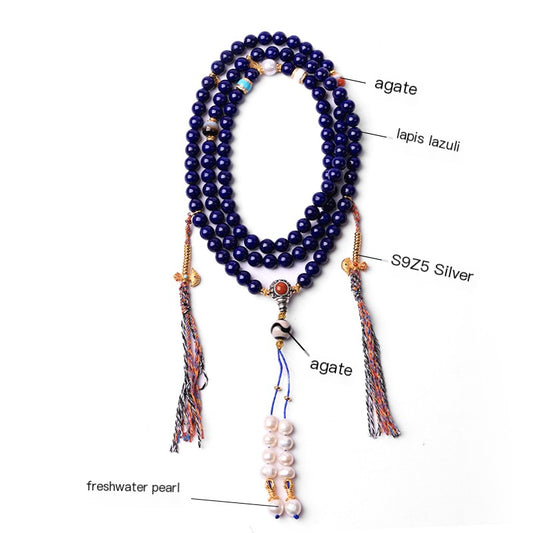 ZenWuxiang “Sky Top Series” Lapis 108 Mala Necklace