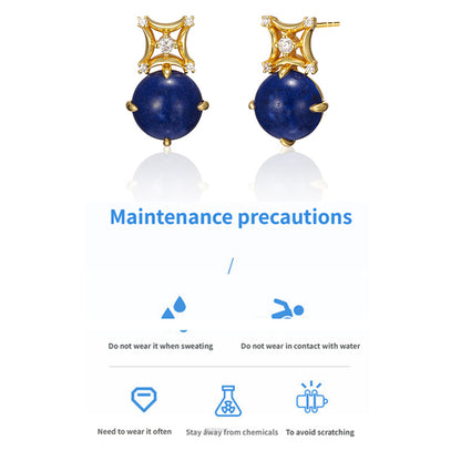 ZenWuxiang “Mandala Series” Oval Lapis Stud Earrings